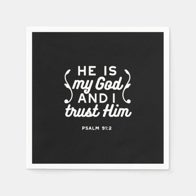 Guardanapo De Papel Christian Faith Quote – Trust in God Psalm 91:2 (Frente)