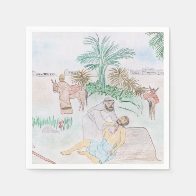 Guardanapo De Papel Christian Trabalho de arte O bom samaritano (Frente)