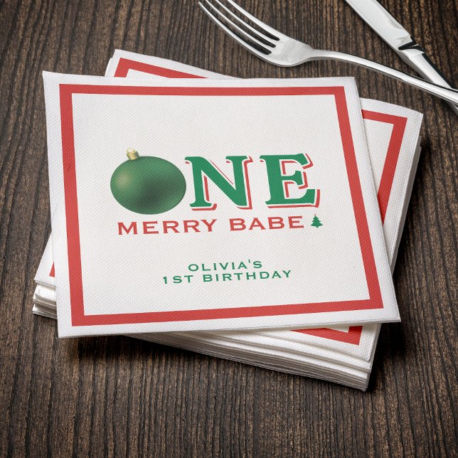 Guardanapo De Papel Christmas 1st Birthday Party Merry Ornament (Christmas 1st Birthday Party Merry Ornament Napkins
)