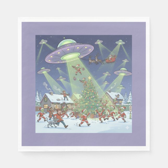 Guardanapo De Papel Christmas Alien Invasion, Paper Napkins (Frente)