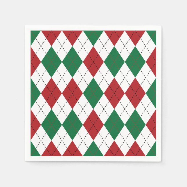 Guardanapo De Papel Christmas Argyle Pattern Napkins (Frente)