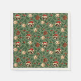 Guardanapo De Papel Christmas Baseball Raccoon Pattern Napkins