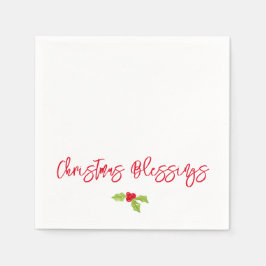 Guardanapo De Papel Christmas Blessings Holly Festive Holiday Faith