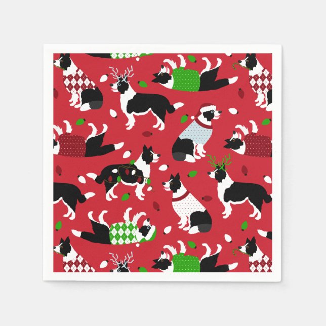Guardanapo De Papel Christmas Border Collie (Frente)