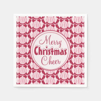 Guardanapo De Papel Christmas Bulbs w/ Snowy Font Red & White