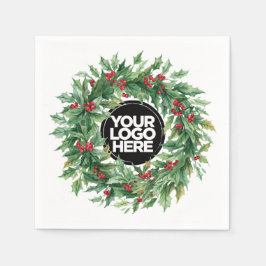 Guardanapo De Papel Christmas Business Logo Holly Berry Wreath