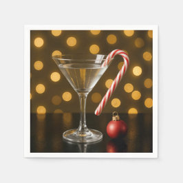 Guardanapo De Papel Christmas Candy Cane On a Martini Glass