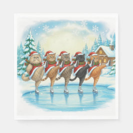 Guardanapo De Papel Christmas Cat Skaters, Napkins