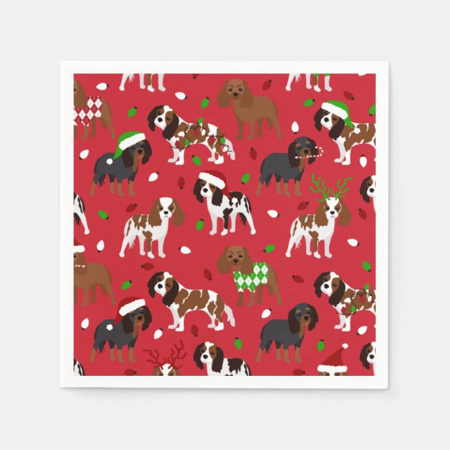 Guardanapo De Papel Christmas Cavalier King Charles Spaniel (Frente)