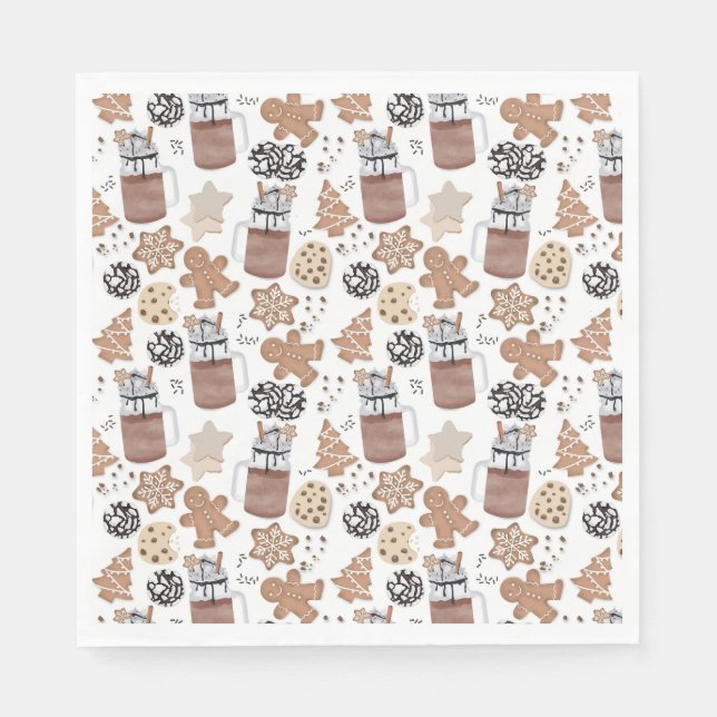 Guardanapo De Papel Christmas Cookies and Hot Cocoa Holiday Baking (Frente)