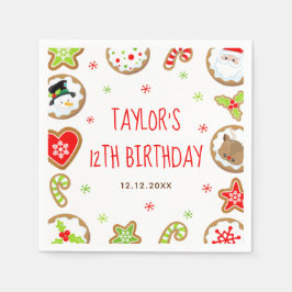 Guardanapo De Papel Christmas Cookies Birthday Party Red and Green