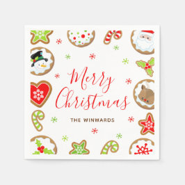 Guardanapo De Papel Christmas Cookies Merry Christmas Red and Green