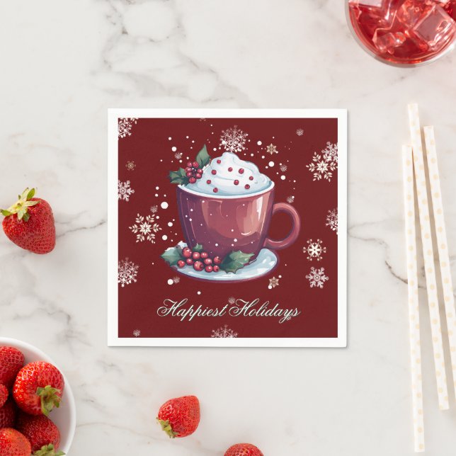 Guardanapo De Papel Christmas Cup of Hot Chocolate | Red (Insitu)