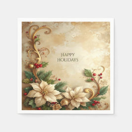 Guardanapo De Papel Christmas Floral Holiday Napkin