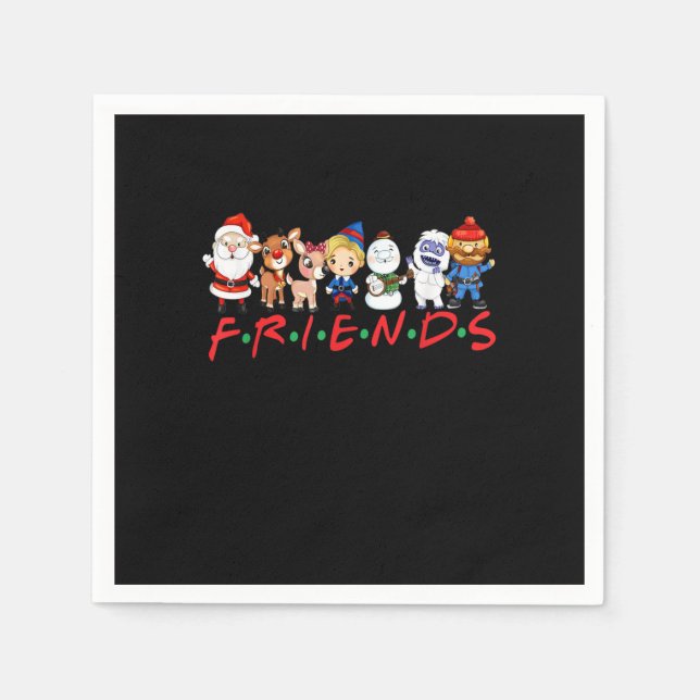 Guardanapo De Papel Christmas Friends Santa Rudolph Snowman Family Xma (Frente)