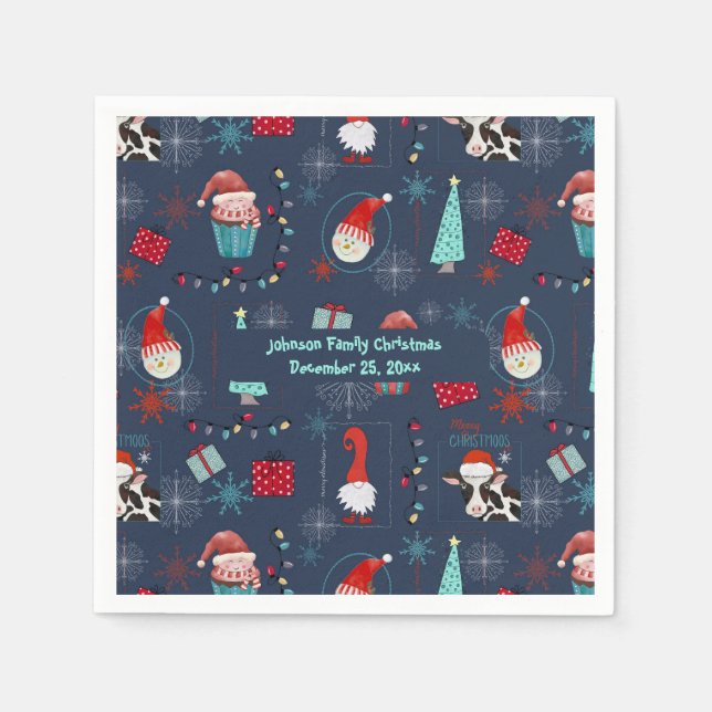 Guardanapo De Papel Christmas Fun Custom Name and Date (Frente)