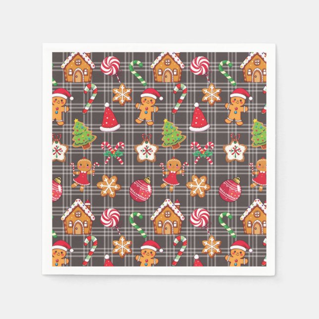 Guardanapo De Papel Christmas Gingerbread Cookies Print Party Napkins (Frente)