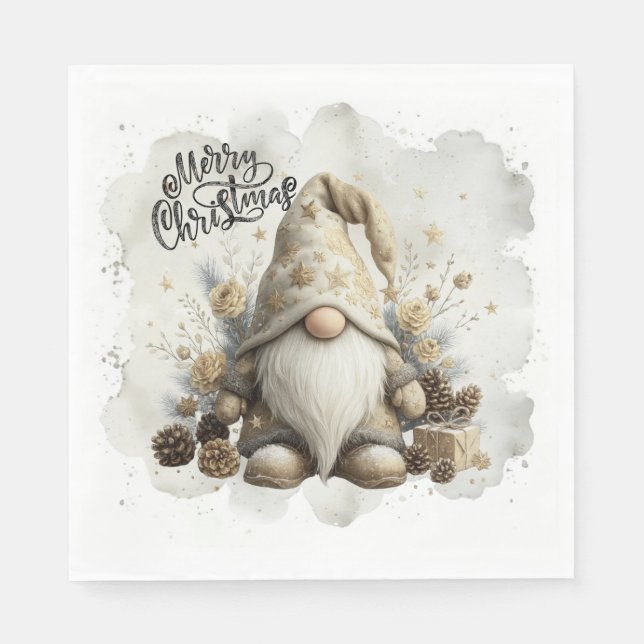 Guardanapo De Papel Christmas Gnome Napkins (Frente)
