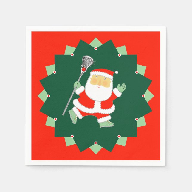 Guardanapo De Papel Christmas Holiday Lacrosse Party (Frente)