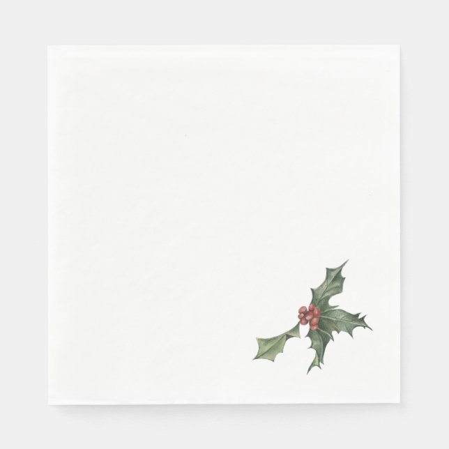 Guardanapo De Papel Christmas Holly Paper Napkins Serviettes (Frente)