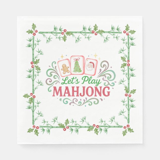 Guardanapo De Papel Christmas Mahjong Crest | Monogram (Frente)