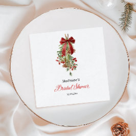 Guardanapo De Papel Christmas Mistletoe Red Bow Bridal Shower