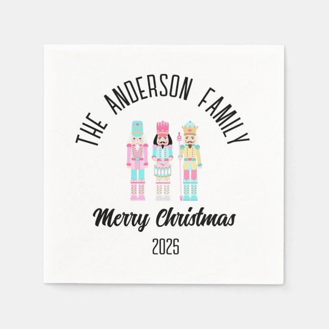 Guardanapo De Papel Christmas Nutcracker Pastel Personalized Name (Frente)