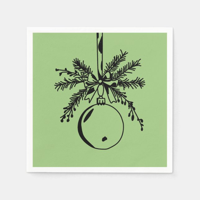 Guardanapo De Papel Christmas ornament with bow and pine branch (Frente)