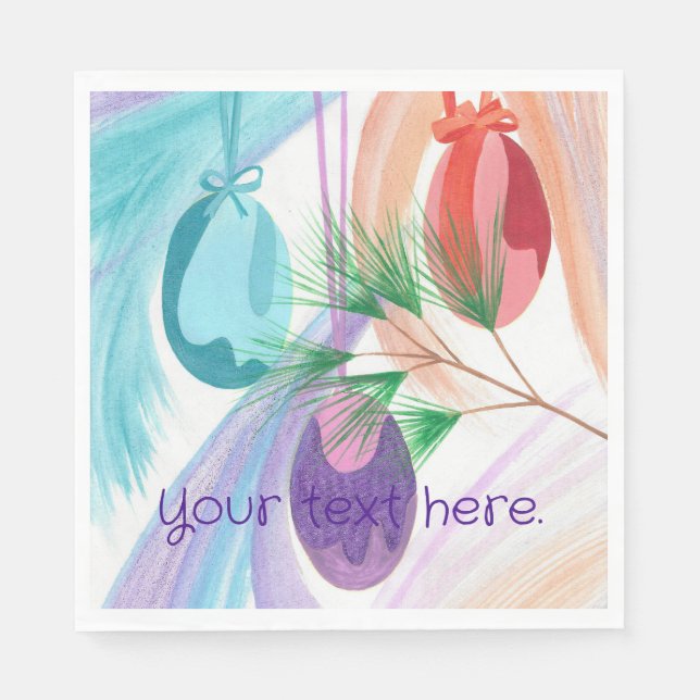 Guardanapo De Papel Christmas Ornaments, Custom Paper Napkins (Frente)