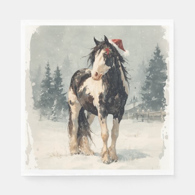 Guardanapo De Papel Christmas Paper Napkin / Beautiful Paint Horse  (Frente)