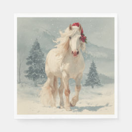 Guardanapo De Papel Christmas Paper Napkin / Beautiful white horse