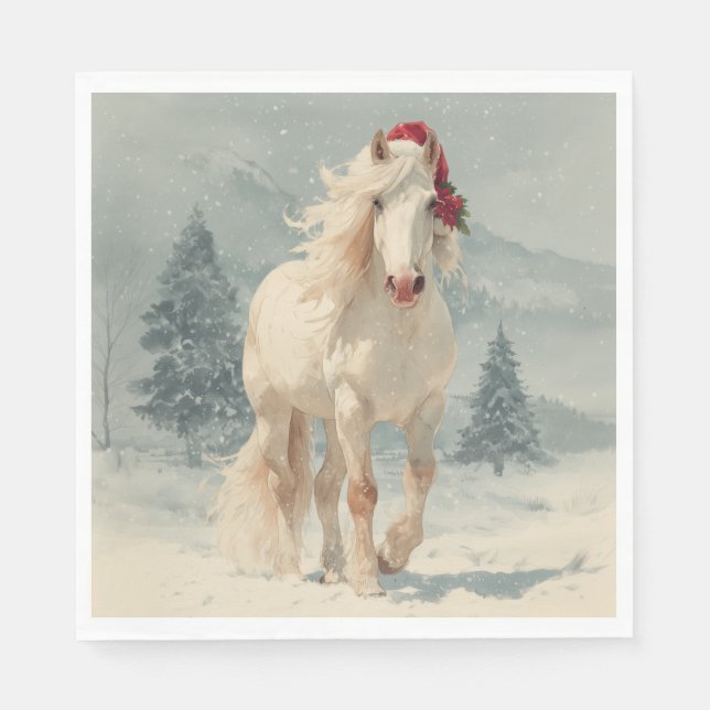 Guardanapo De Papel Christmas Paper Napkin / Beautiful white horse (Frente)