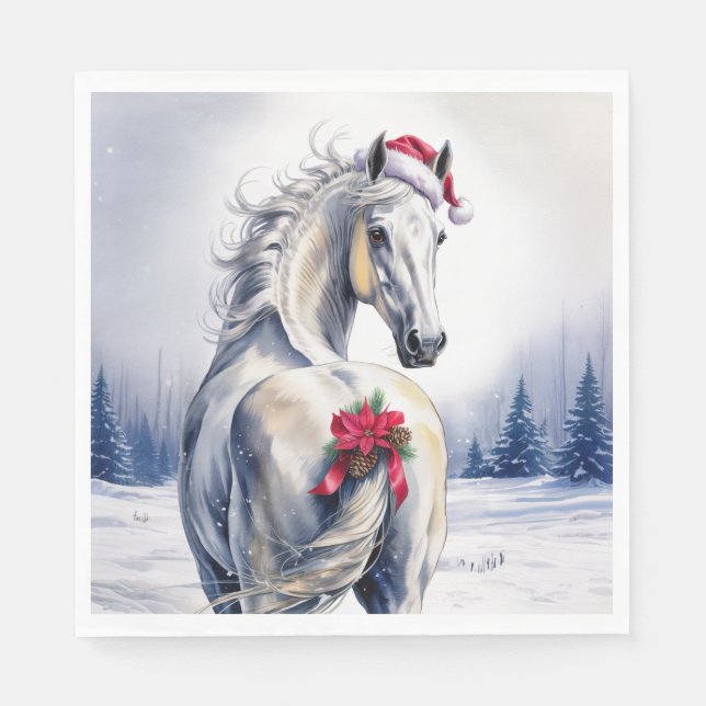 Guardanapo De Papel Christmas Paper Napkin / Beautiful white horse (Frente)