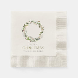 Guardanapo De Papel Christmas Paper Napkin with Greenery Wreath