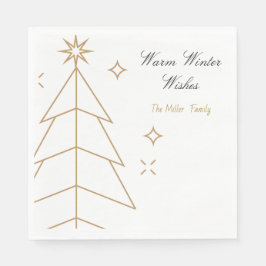 Guardanapo De Papel Christmas Paper Napkin with Minimalist Trees 