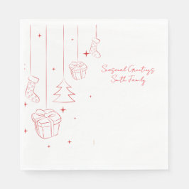 Guardanapo De Papel Christmas Paper Napkin with Playful Holiday Motifs