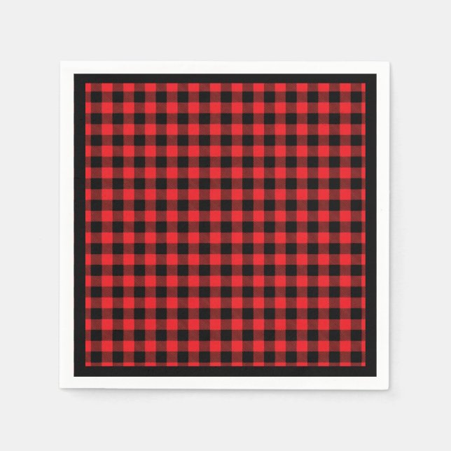 Guardanapo De Papel Christmas Paper Napkins Red & Black Buffalo Plaid (Frente)