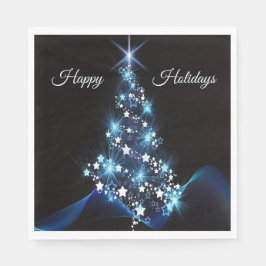 Guardanapo De Papel Christmas Party Blue Tree Shiny Black Elegant