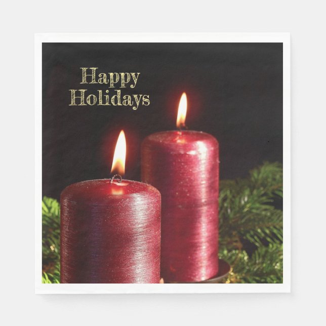 Guardanapo De Papel Christmas Party Red Candles Winter Holidays (Frente)