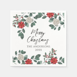 Guardanapo De Papel Christmas Party Red Green Floral