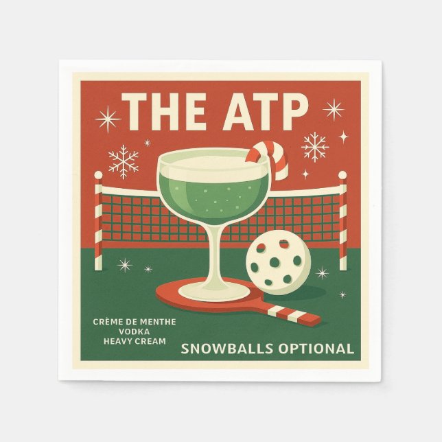 Guardanapo De Papel Christmas Pickleball Cocktail Napkin "The ATP"  (Frente)