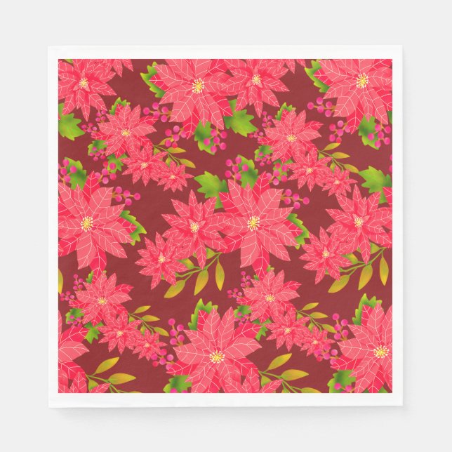 Guardanapo De Papel Christmas Poinsettia Red (Frente)