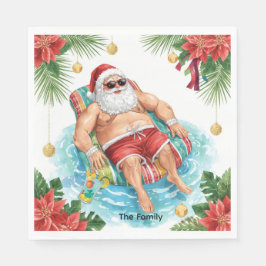 Guardanapo De Papel Christmas Pool Party with Santa Claus