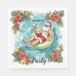Guardanapo De Papel Christmas Pool Party with Santa Claus