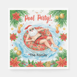 Guardanapo De Papel Christmas Pool Party with Santa Claus