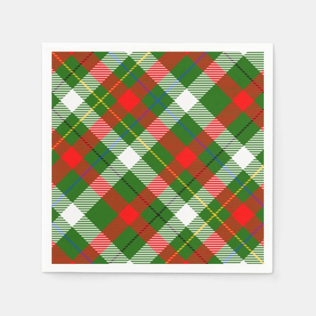 Guardanapo De Papel Christmas Red Green White Flannel Plaid Design  (Frente)