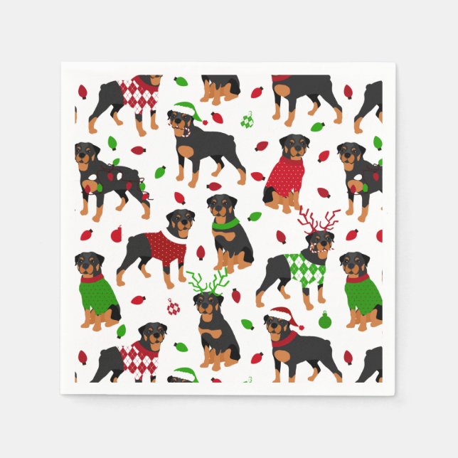 Guardanapo De Papel Christmas Rottweiler Napkins (Frente)