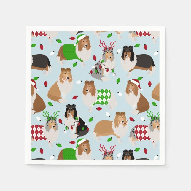 Guardanapo De Papel Christmas Rough Collie Napkins (Frente)