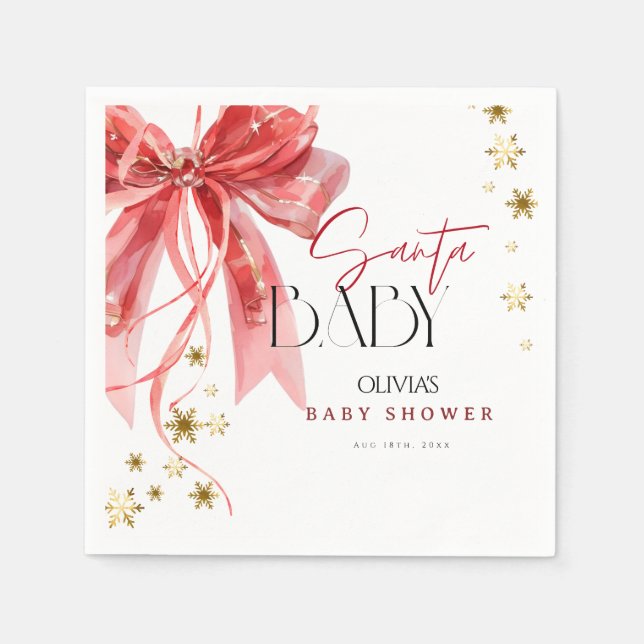 Guardanapo De Papel Christmas Santa Baby Red and Gold  (Frente)
