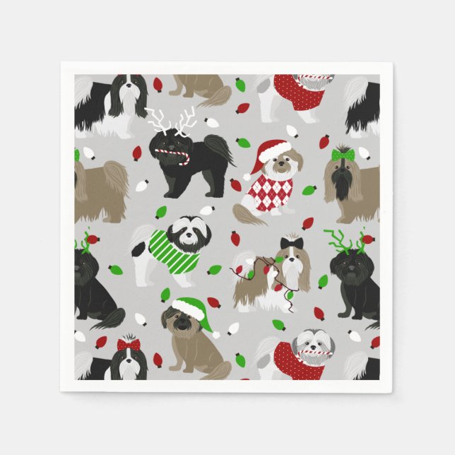 Guardanapo De Papel Christmas Shih Tzu Dogs Napkins (Frente)